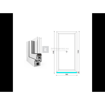 60x120 cm, fix, fehér, háromrétegű üvegezésű EkoSun 70 CL műanyag ablak