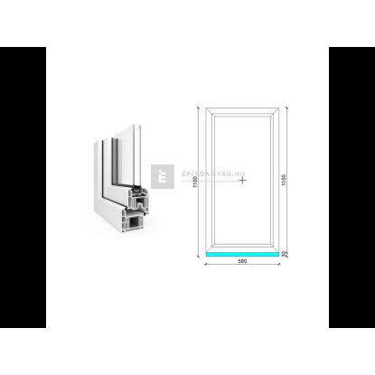 60x120 cm, fix, fehér, kétrétegű üvegezésű EkoSun 70 CL műanyag ablak