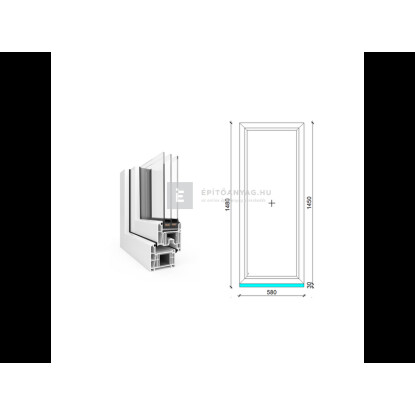 60x150 cm, fix, fehér, háromrétegű üvegezésű EkoSun 70 CL műanyag ablak