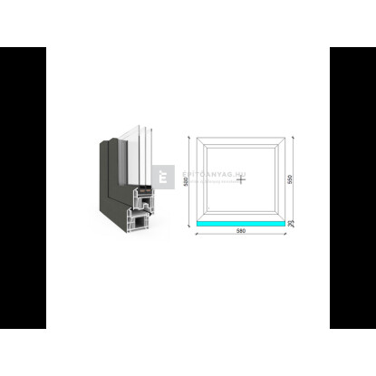 60x60 cm, fix, antracit/fehér, háromrétegű üvegezésű EkoSun 70 CL műanyag ablak