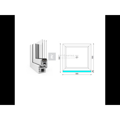 60x60 cm, fix, fehér, háromrétegű üvegezésű EkoSun 70 CL műanyag ablak