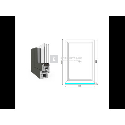 60x90 cm, fix, antracit/fehér, háromrétegű üvegezésű EkoSun 70 CL műanyag ablak