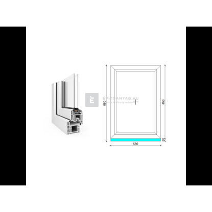 60x90 cm, fix, fehér, kétrétegű üvegezésű EkoSun 70 CL műanyag ablak