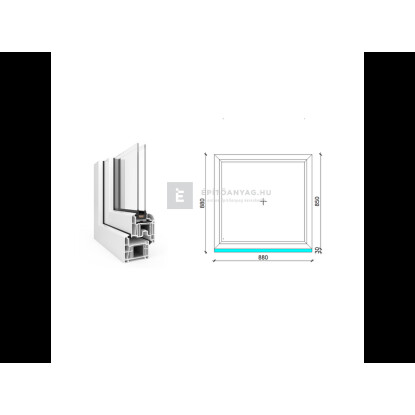90x90 cm, fix, fehér, kétrétegű üvegezésű EkoSun 70 CL műanyag ablak