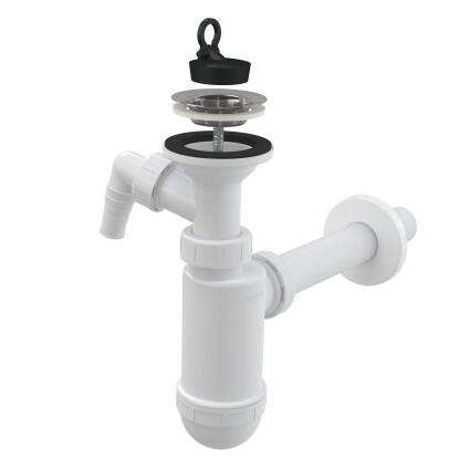 ALCA A410P Mosdószifon DN32 rozsdamenes leeresztővel DN63 csatlakozóval