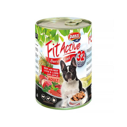 Állateledel konzerv PANZI FitActive kutyának (marha, bárány, máj) 1240g