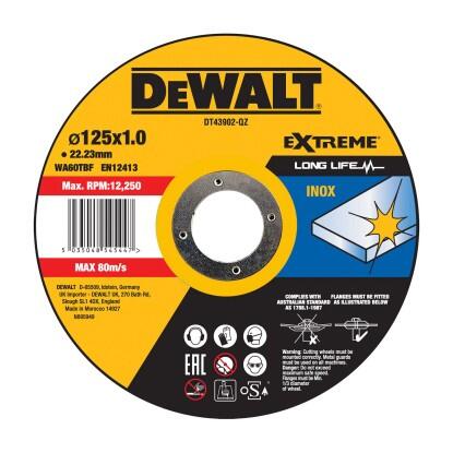 Dewalt DT43902-QZ FAST CUT Vágókorong 125 mm x 1 mm x 22,23 mm INOX