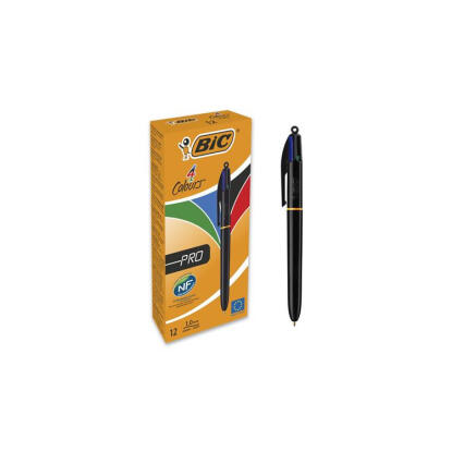 Golyóstoll, 0,32 mm, nyomógombos, négyszínű, BIC "4 Colours Pro"