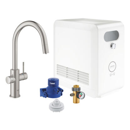 Grohe Blue Professional C-kifolyós kezdőkészlet kihúzható fejjel, szín: SuperSteel (31325DC2)