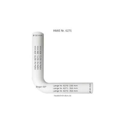 HAAS WC ÖBLÍTŐCSŐ 90° 50/44 FEHÉR 230/230MM 6270