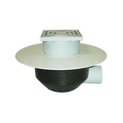 HL64BP/1 Lapostető lefolyó vízszintes DN110, PVC szigetelő tárcsával, járható tetőhöz - 148-148mm / 137x137mm