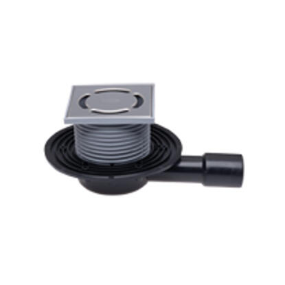 HL90.2 Balkon- és teraszlefolyó DN40/50 vízszintes kimenettel, mechanikus bűzzárral, 123x123/115x115 ráccsal