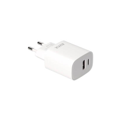 Hálózati töltő, USB-A + USB-C, 20W, AVAX "CH320 Speedy", fehér