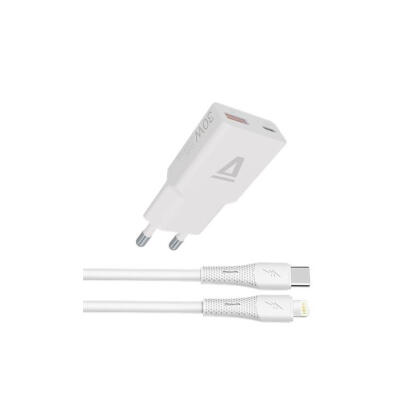 Hálózati töltő + USB-C - Lightning (Apple) kábel,  AVAX "CH6414", fehér