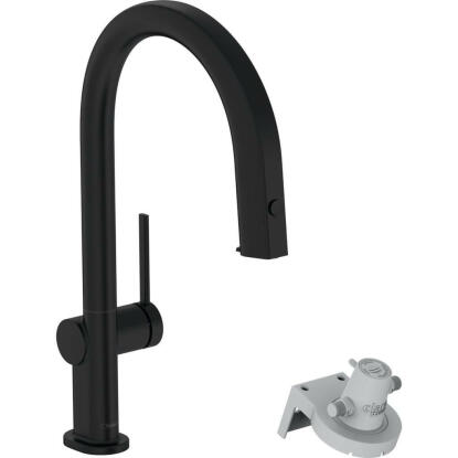 Hansgrohe Aqittura M91 Filtersystem konyhai csaptelep 210, kihúzható kifolyó, 1jet, matt fekete (76803670)