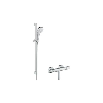 Hansgrohe Croma Select E Falsíkon kívüli zuhanyrendszer Vario 90 cm-es zuhanyrúddal és Ecostat Comfort termosztáttal (27082400)