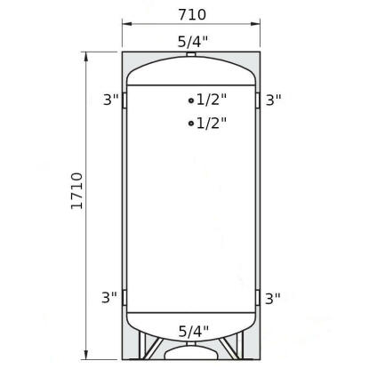 Heizer ACR-5 puffertároló szigeteléssel, glikolos vízre (-10°C +60°C), hőcserélő nélkül, 500l (ACR5)