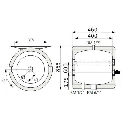 Heizer PUSE-80 fali puffertároló fix szigeteléssel hőszivattyúhoz, 6 csatlakozással (70-088000)