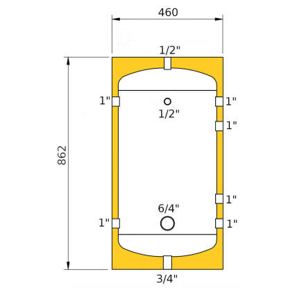 Heizer PUST-80 puffertároló fali, hőcserélő nélkül, fix szigetelés, 80 l (W-S00008)