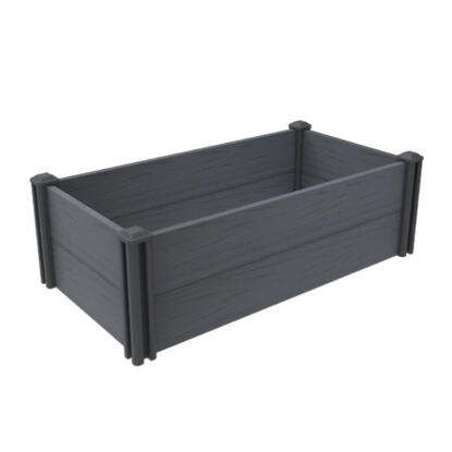 R-Home Floral műanyag magaságyás,  50×100×32 cm, antracit, fahatású