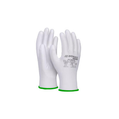 Szerelőkesztyű, PU, DONAU "Safety", 11/XXL méret, fehér