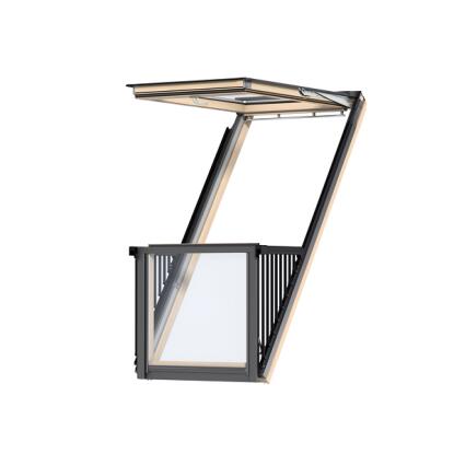 VELUX GDL CABRIO® tetőerkély fa, energiatakarékos, 3-rétegű üveg 114X252