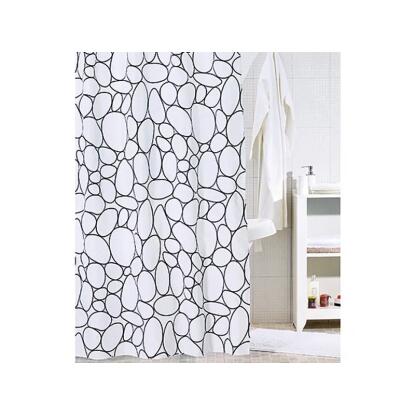 VENUS STONE - zuhanyfüggöny (textil, fehér/fekete, 180x200cm)