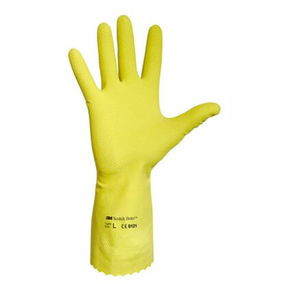 Védőkesztyű, latex, 7-es méret, sárga, 10pár/cs