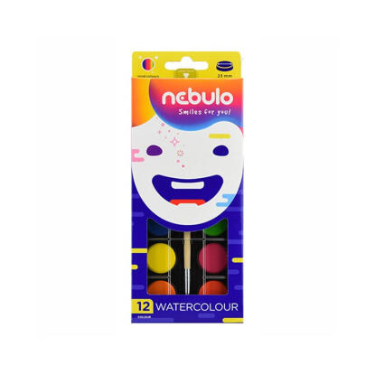 Vízfesték, 12 darabos, 23 mm, NEBULO