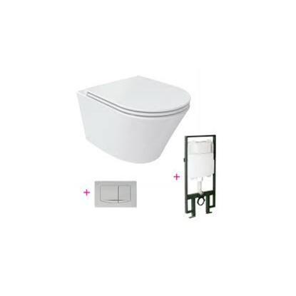 Wellis Clement fali rimless WC + ülőke Clarice falsík mögötti WC tartály, Angular nyómólap WF00192