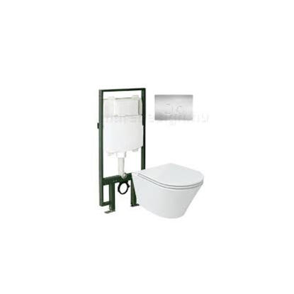 Wellis Clement fali rimless WC + ülőke Clarice falsík mögötti WC tartály, Round nyómólap WF00192