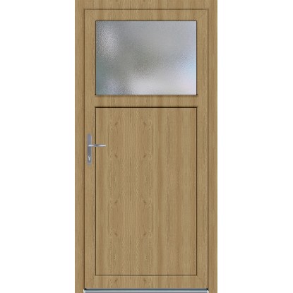 Mellékbejárati ajtó K 504 műanyag 98 cm x 198 cm DIN balos erdeifenyő mintázat